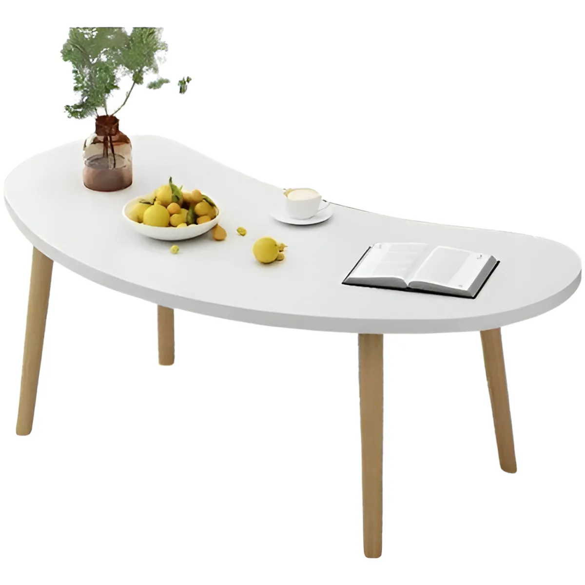 ANYHOGAR - Mesa De Centro Ovalada 76x37x42 Cm Color Blanco