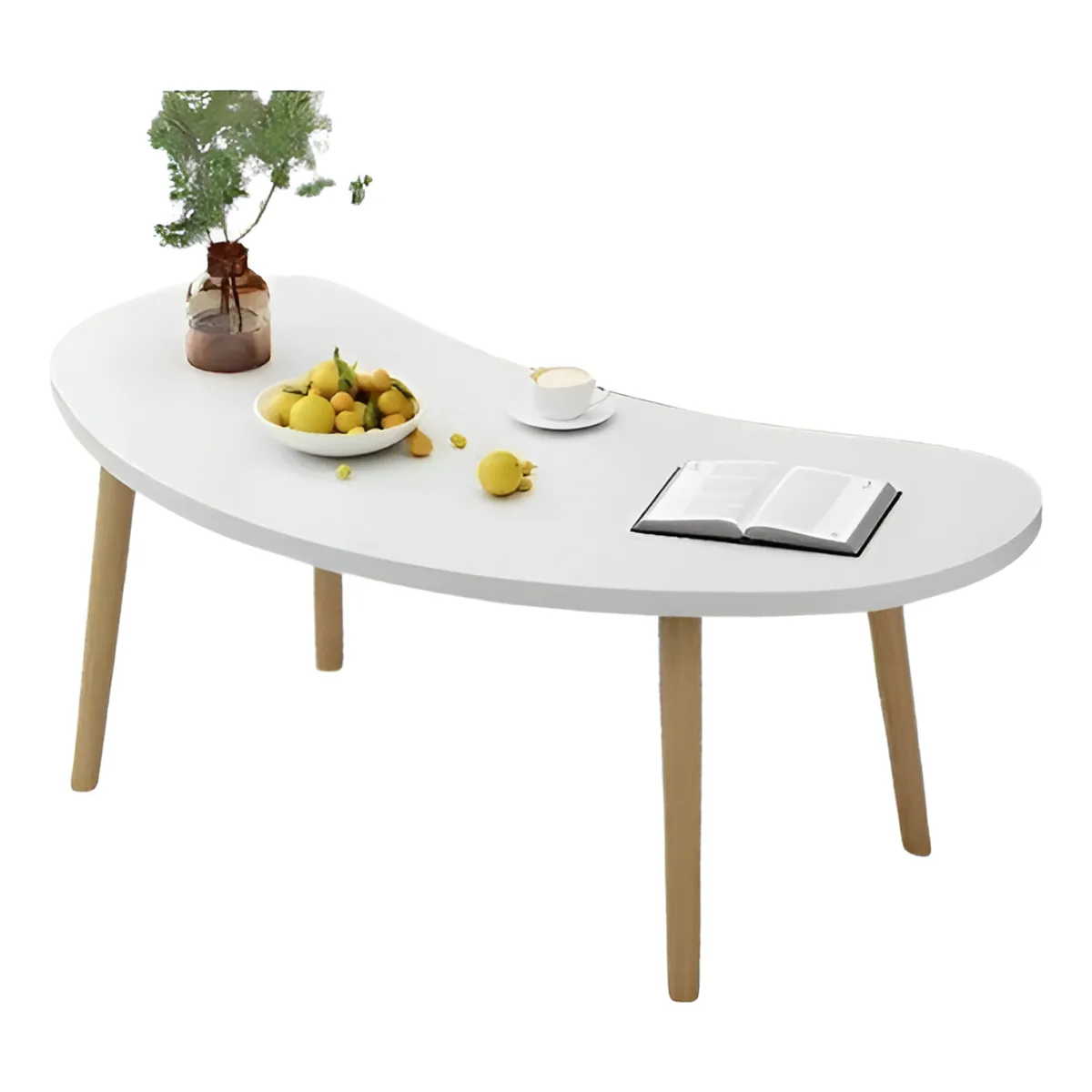 ANYHOGAR - Mesa De Centro Ovalada 76x37x42 Cm Color Blanco