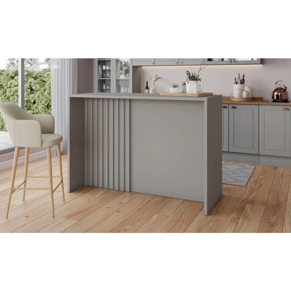 HOME MOBILI - Isla de Cocina Línea Americana Gris