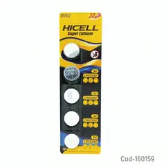 GENERICO - PILA HICELL CR2032 SET X 5 PCS 3VOLT LITHIUM EN BLISTER