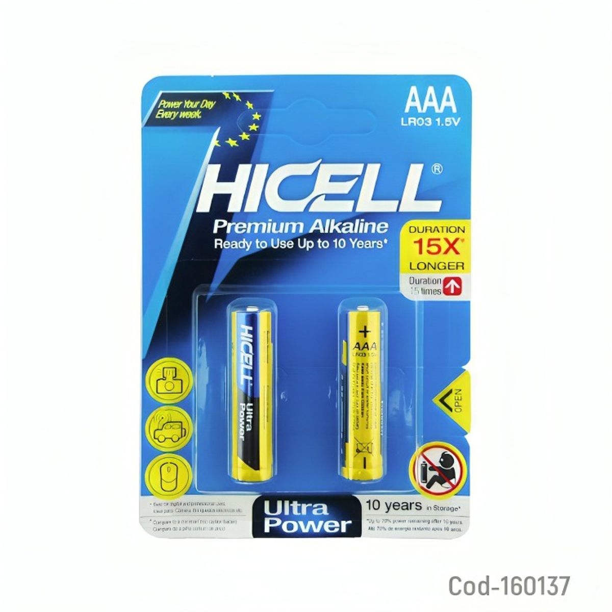GENERICO - Set x6 PILA HICELL AAA  PCS 15 VOLT ALKALINE EN BLISTER