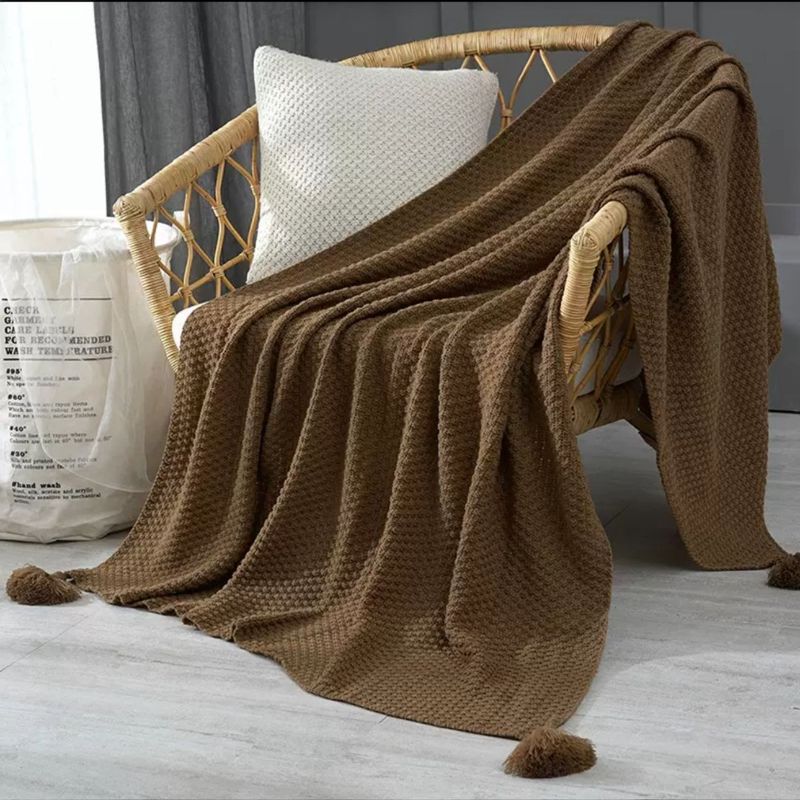 ANGELES DEL HOGAR - MANTA PARA SOFA CON POMPON 127x172cm
