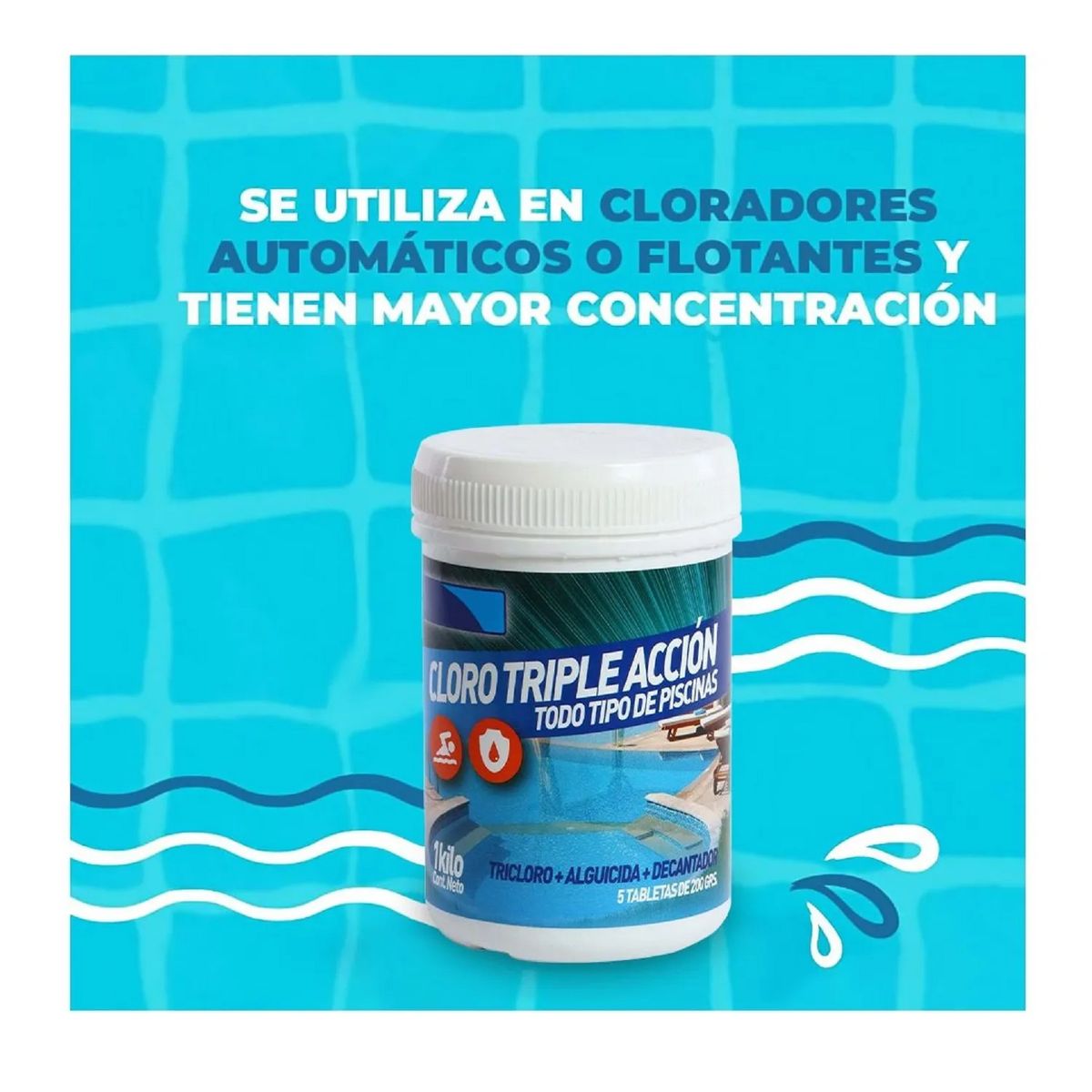 UNIVERSAL - Pack 3 Cloro Para Piscinas en Tabletas Triple Acción