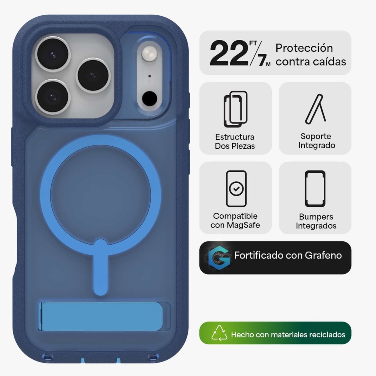 ZAGG - Carcasa Rainier Snap para iPhone 17 Pro Horizonte Cobalto