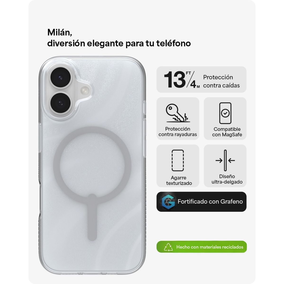 ZAGG - Carcasa Milan Snap para iPhone 17 Remolino de Glitter