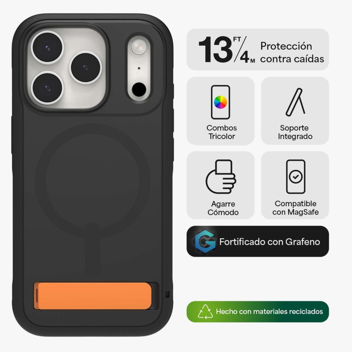 ZAGG - Carcasa Sedona Snap para iPhone 17 Pro Negro Intenso