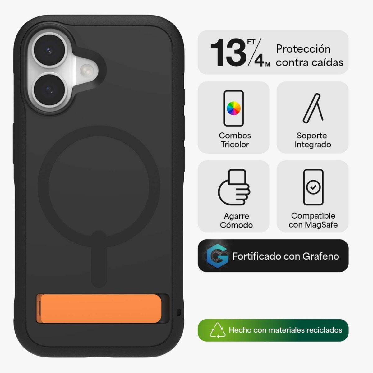 ZAGG - Carcasa Sedona Snap para iPhone 17 Negro Intenso