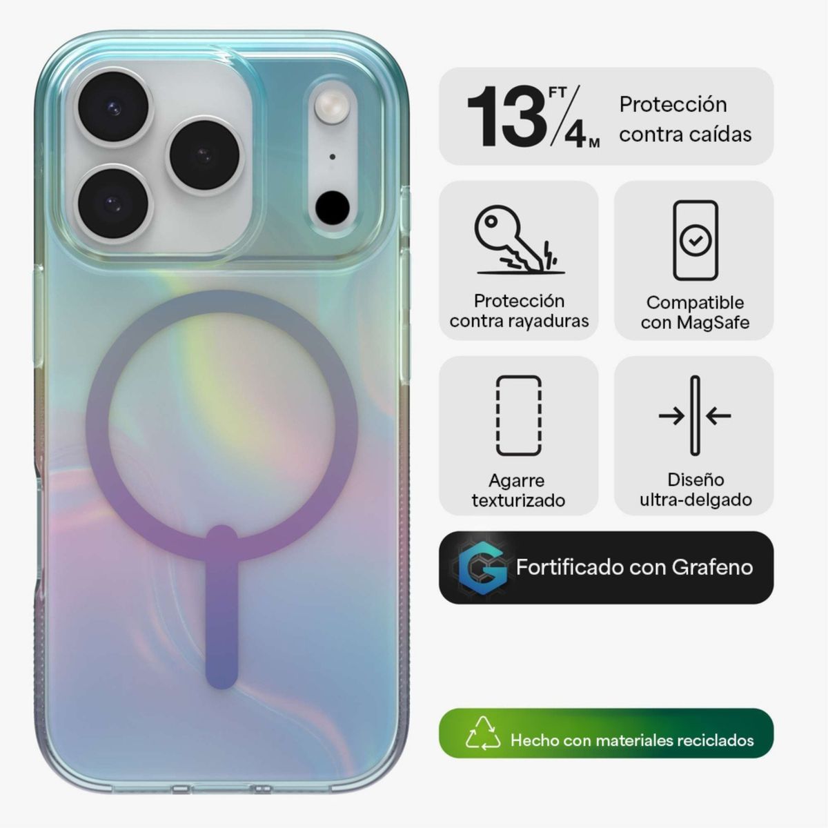 ZAGG - Carcasa Milan Snap para iPhone 17 Pro Burbuja Iridiscente