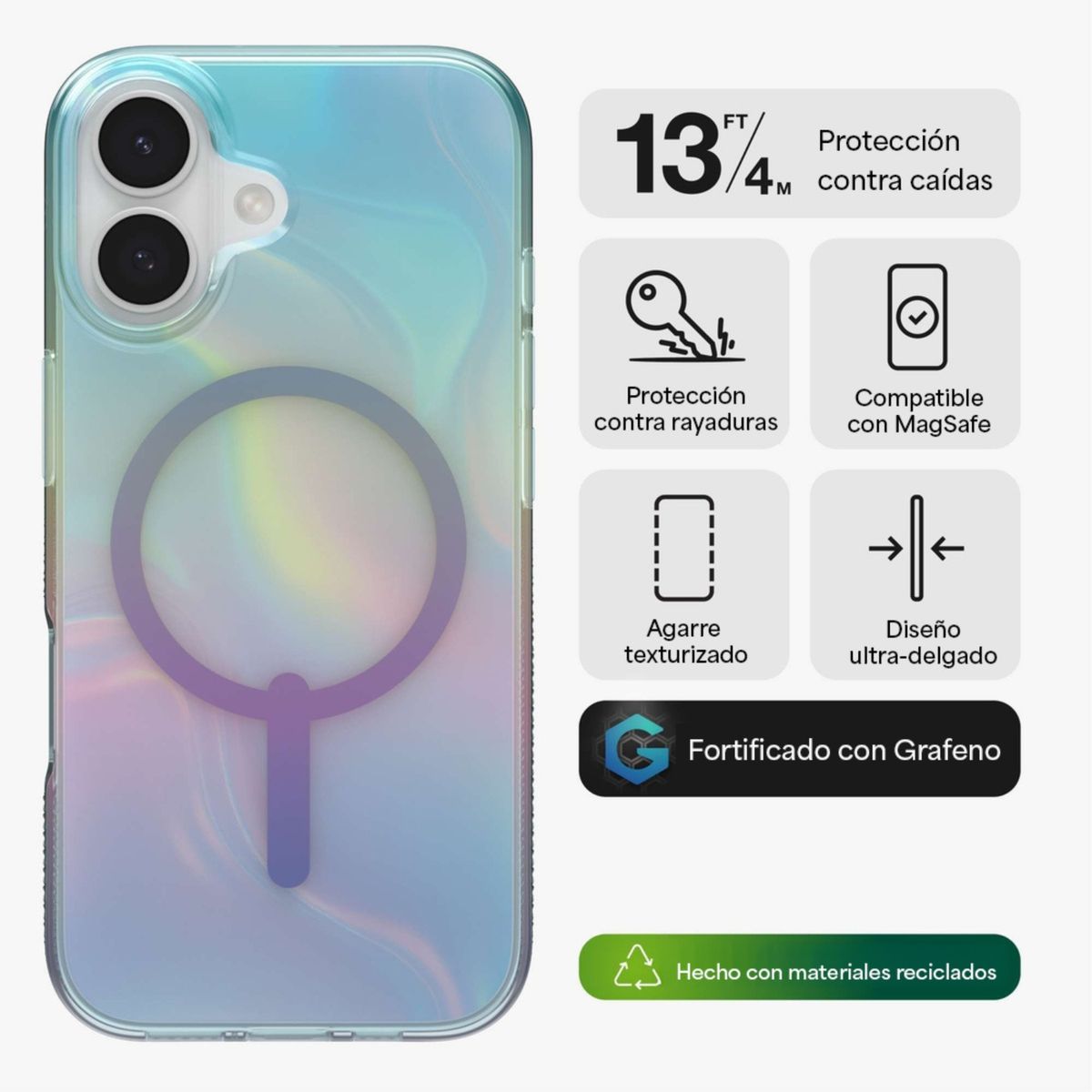 ZAGG - Carcasa Milan Snap para iPhone 17 Burbuja Iridiscente