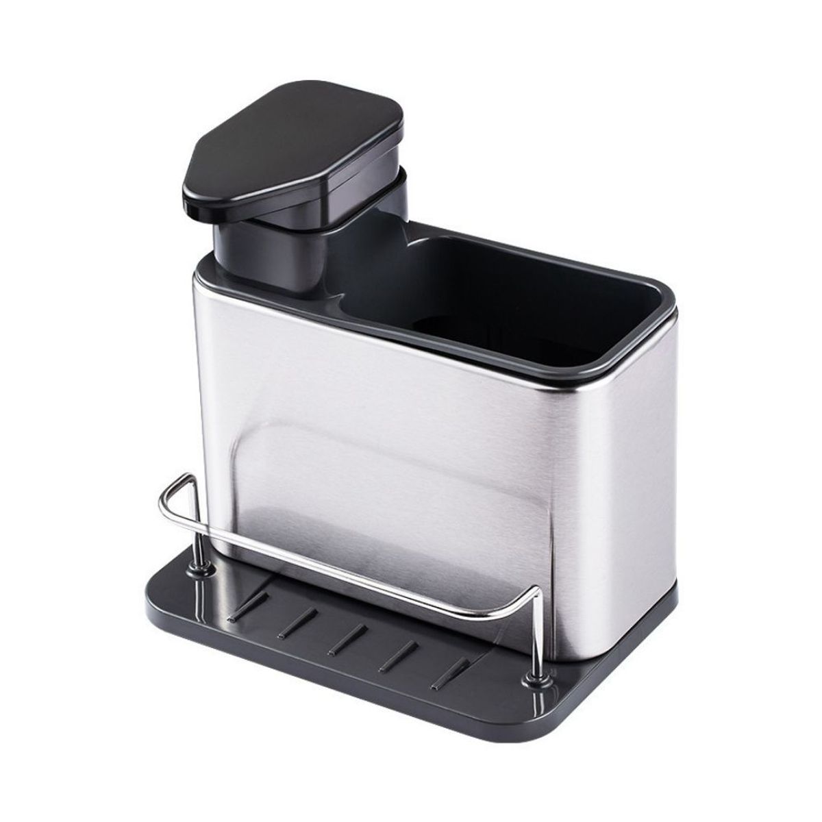 NOVYSTOR - Soporte de Utensilios 3 en 1 Acero inoxidable + Dispensador