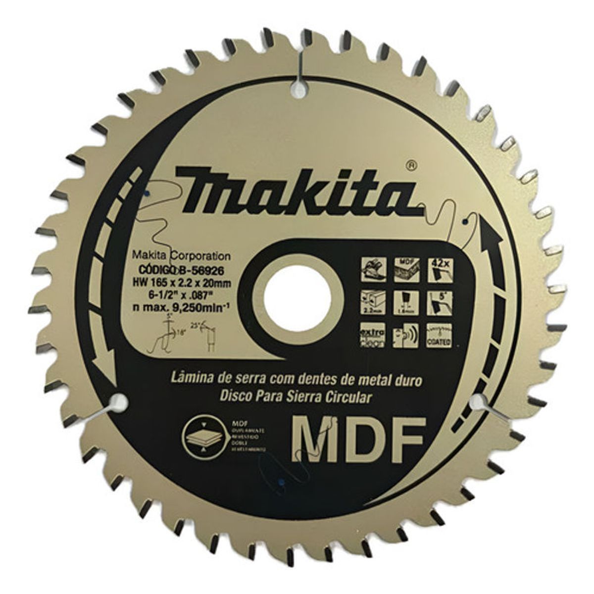 GENERICO - Disco Sierra Circular 6 12 42 Dientes Makita B-56926