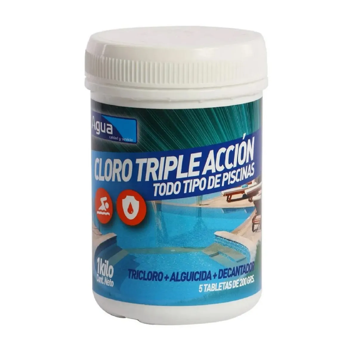 UNIVERSAL - Cloro Para Piscinas en Tabletas 1Kg Triple Acción