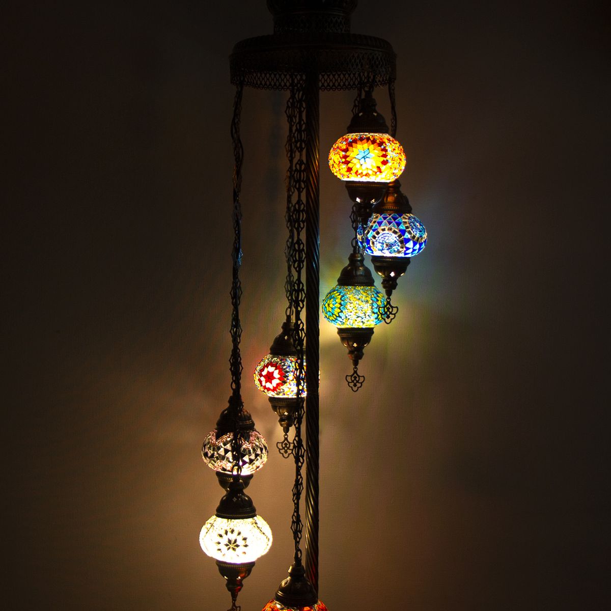 TURKUAZ - Lámpara de pie turca de 7 esferas S MIX + Ampolletas