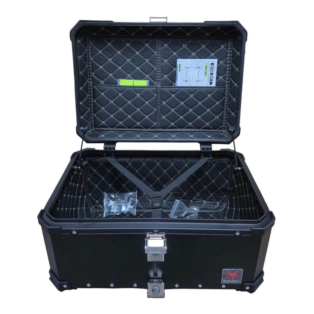 GENERICO - Maleta RIDEWOLF 0712-65 Top Case 65 Litros Negro para Moto