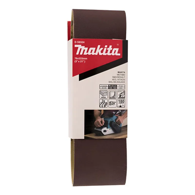 GENERICO - Lija De Banda 3 X 21 Pulgadas Grano 180 Makita D-59324 180