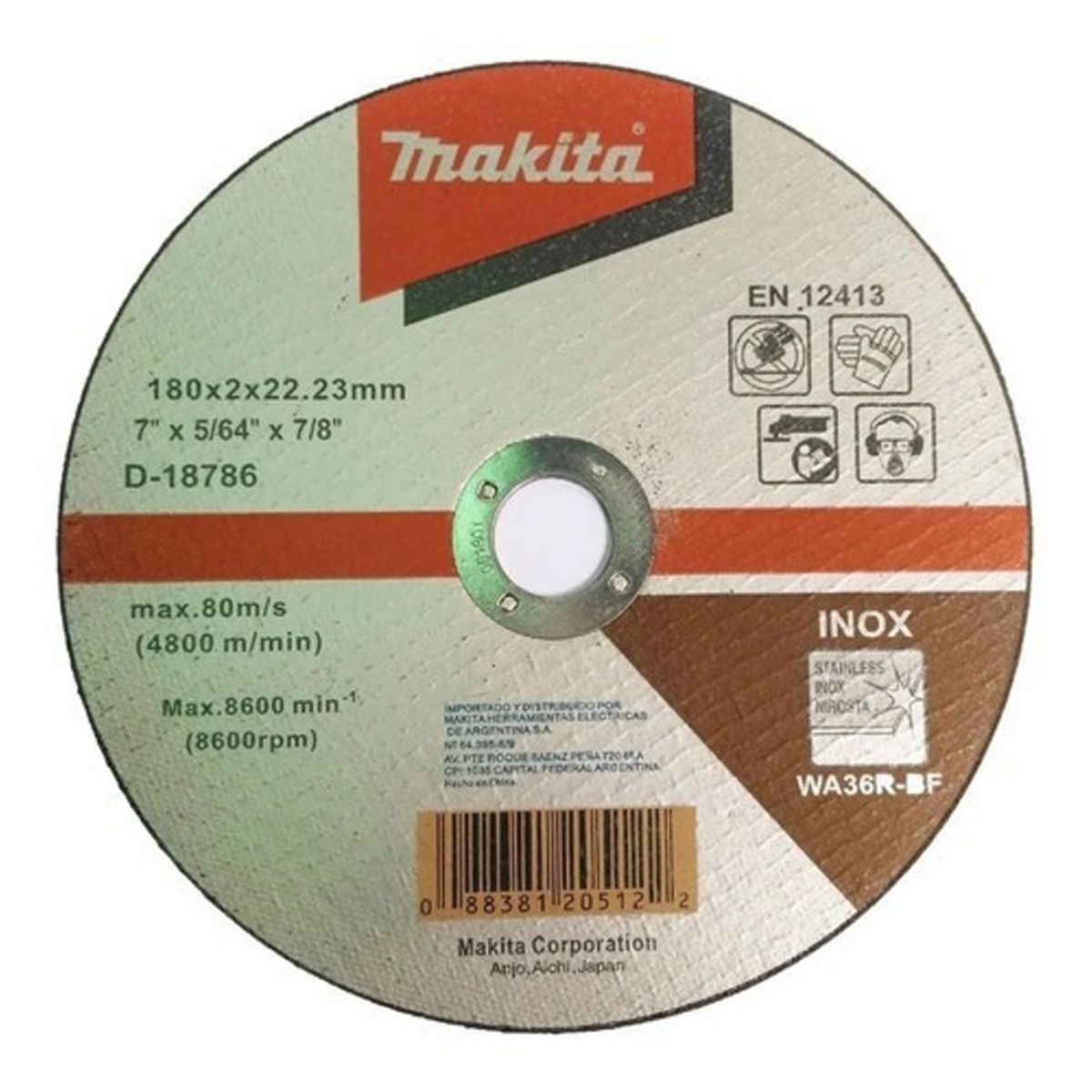 GENERICO - Makita Disco De Corte Acero Inox 10u 180x2mm In D18786 Mkb