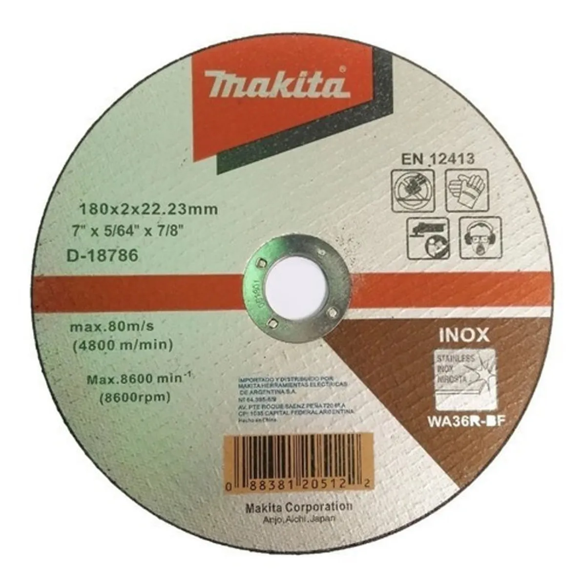 GENERICO - Makita Disco De Corte Acero Inox 10u 180x2mm In D18786 Mkb
