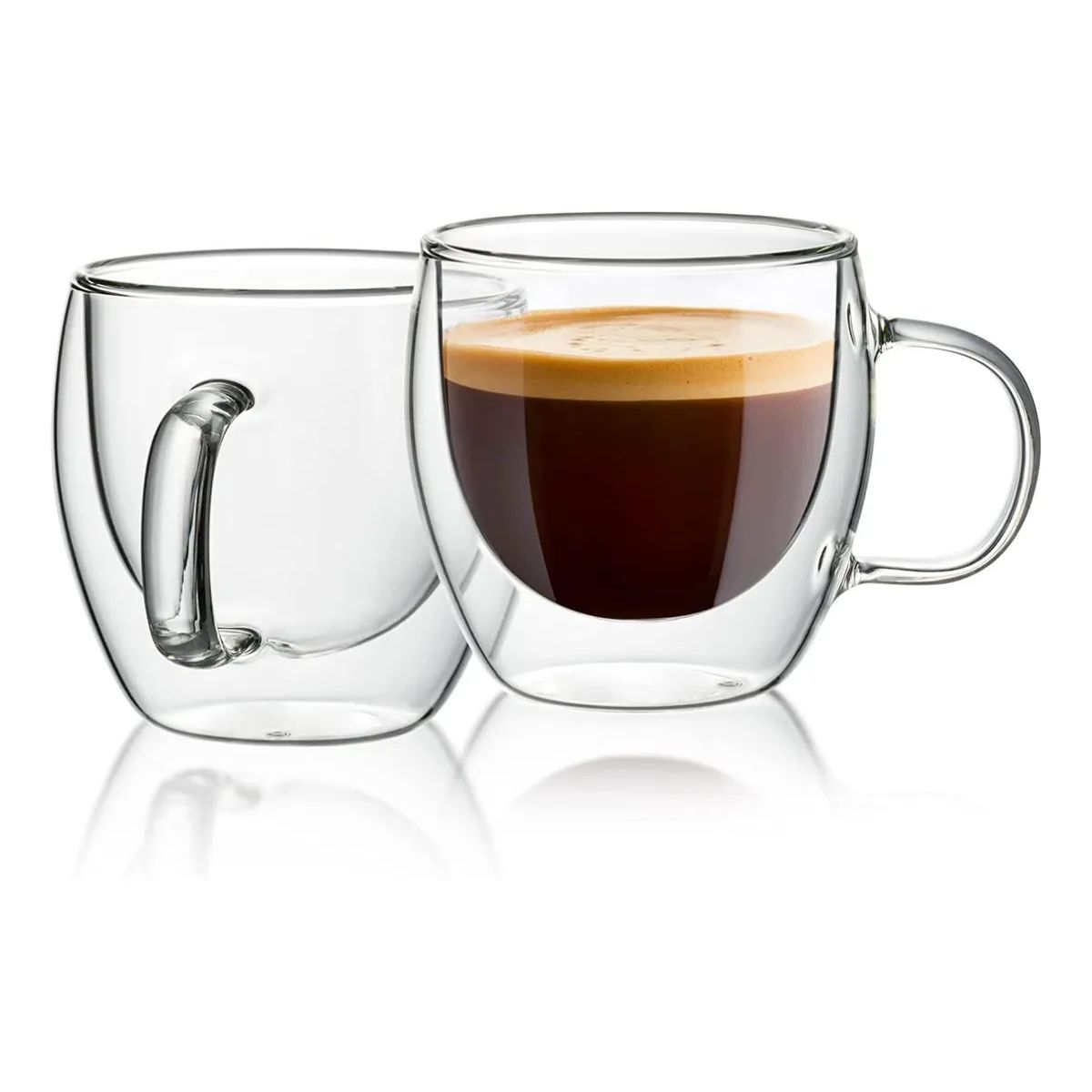 GENERICO - Pack 2 Tazas Transparente Vidrio Café Té Multiuso 150ml