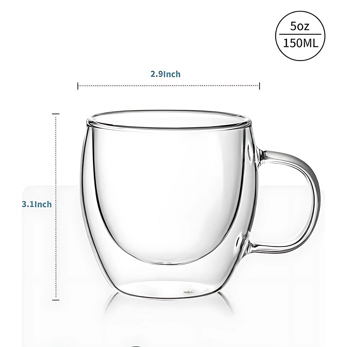 GENERICO - Pack 2 Tazas Transparente Vidrio Café Té Multiuso 150ml