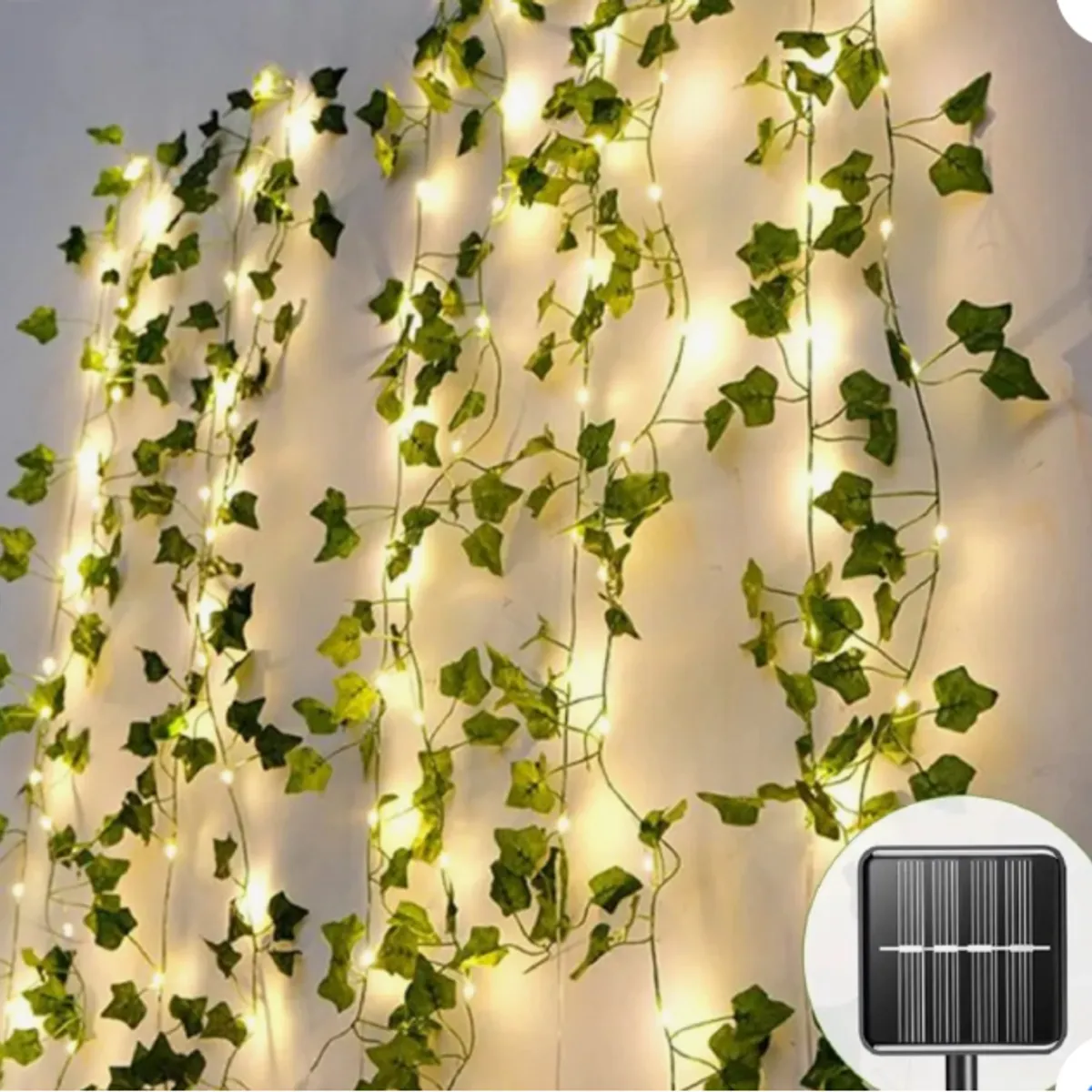 GENERICO - Guirnalda Luces Led Solar Cortina Hojas Enredadera