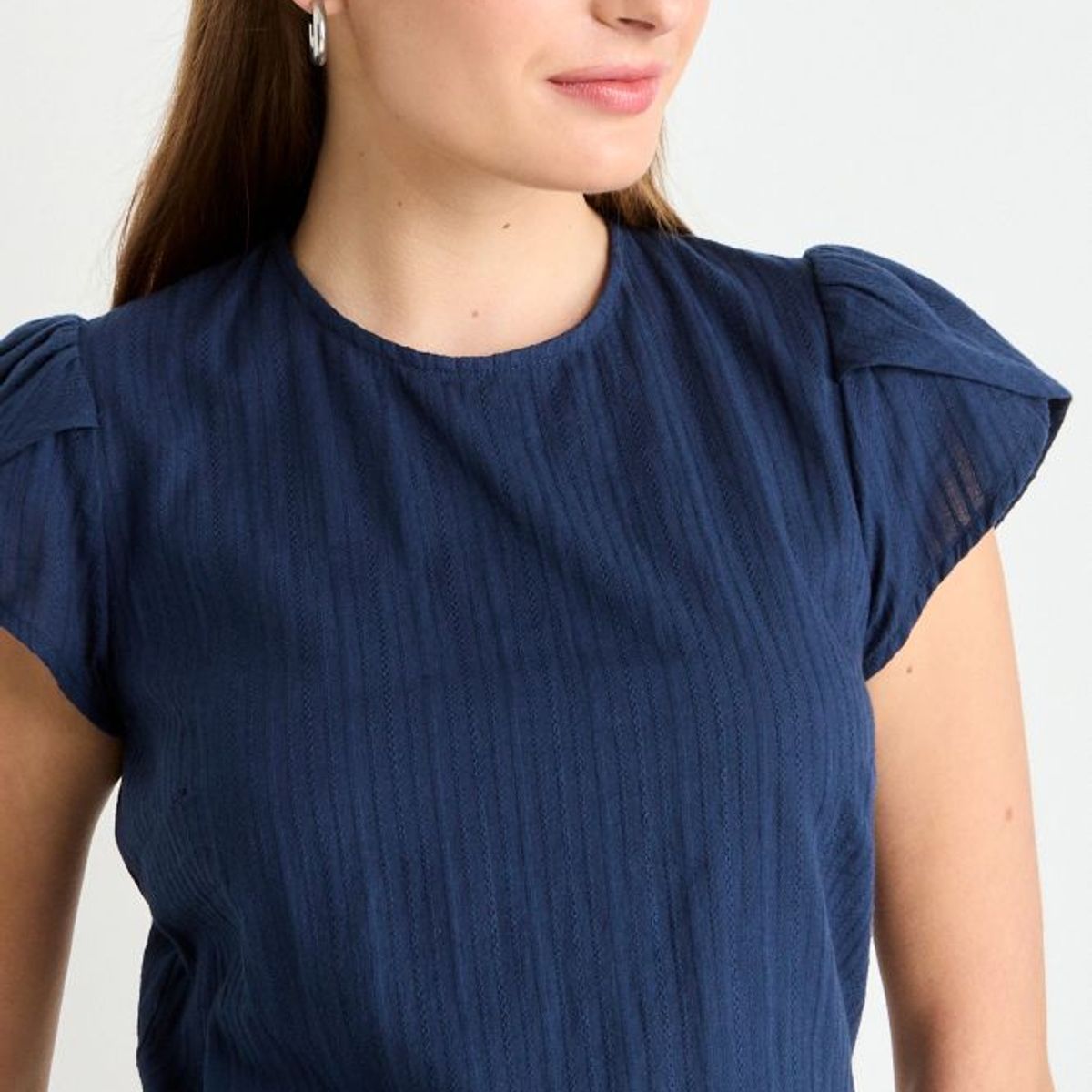 IO - Blusa Manga Corta Lisa Mujer Azul Io