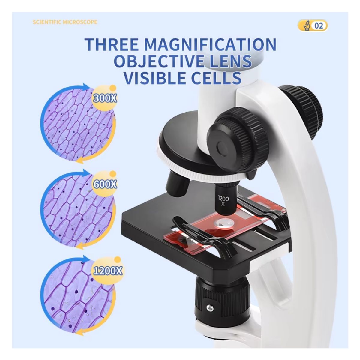GENERICO - Kit de microscopio para niños 300X-1200X Azul