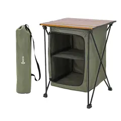KANO - Mesa Plegable de Camping y Armario Organizador 2 en 1