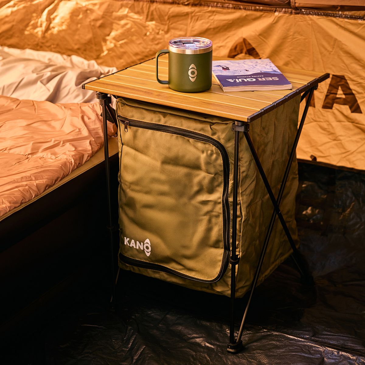 KANO - Mesa Plegable de Camping Kano y Armario Organizador 2 en 1