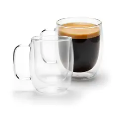 GENERICO - Pack 2 Tazas Transparente Vidrio Café Té Multiuso 200ml