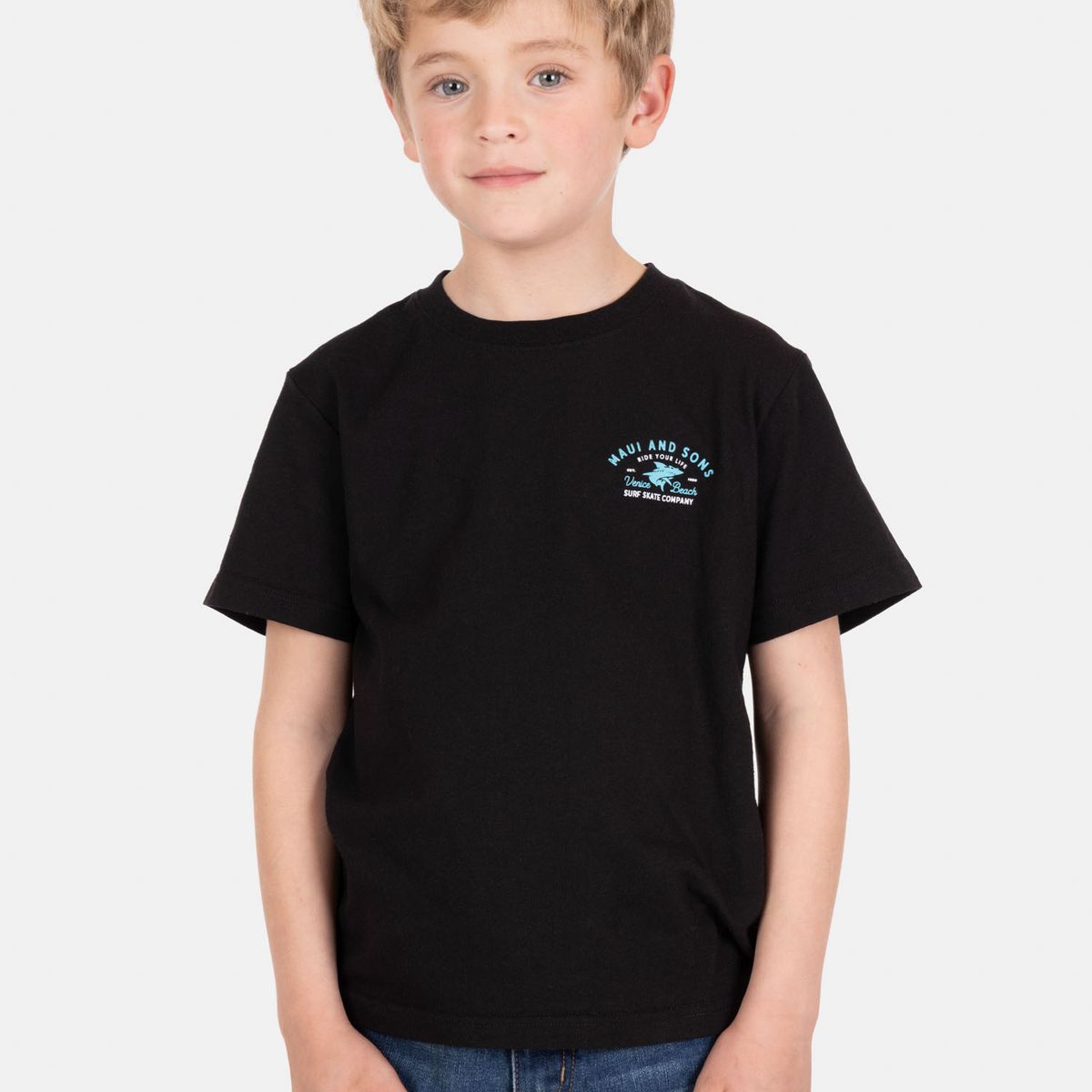 MAUI AND SONS - Polera MC Solatek Negro Infantil Maui And Sons