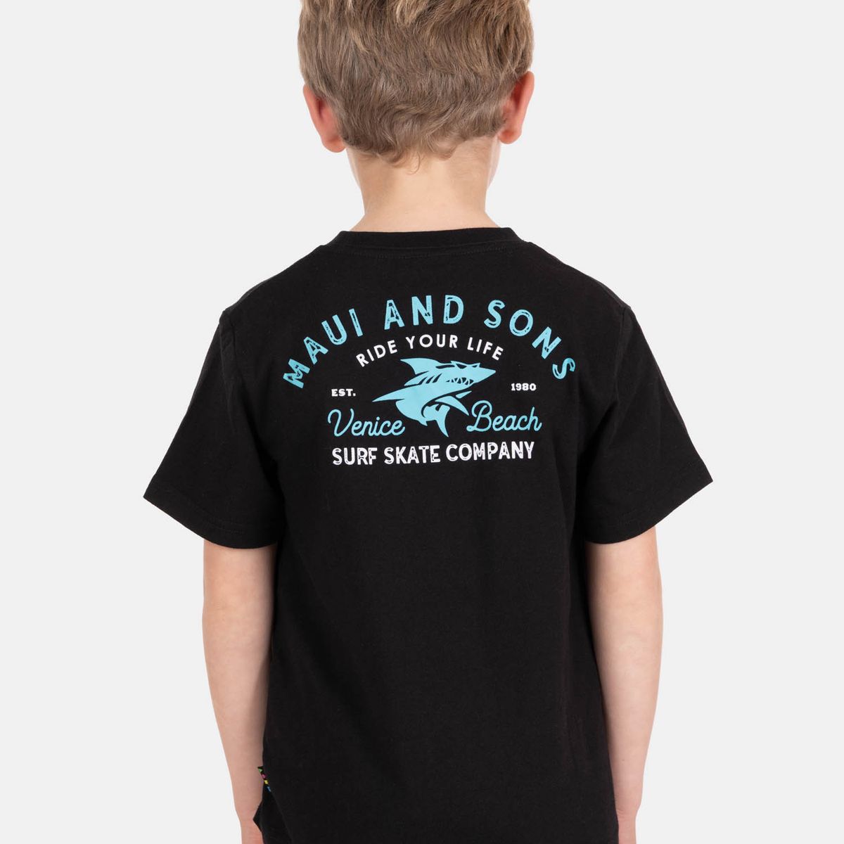 MAUI AND SONS - Polera MC Solatek Negro Infantil Maui And Sons