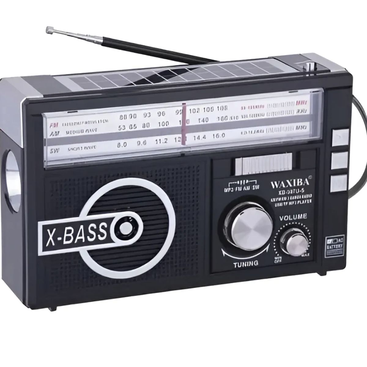 GENERICO - Radio Portatil Waxiba Usb Am Fm Solar Recargable Negro