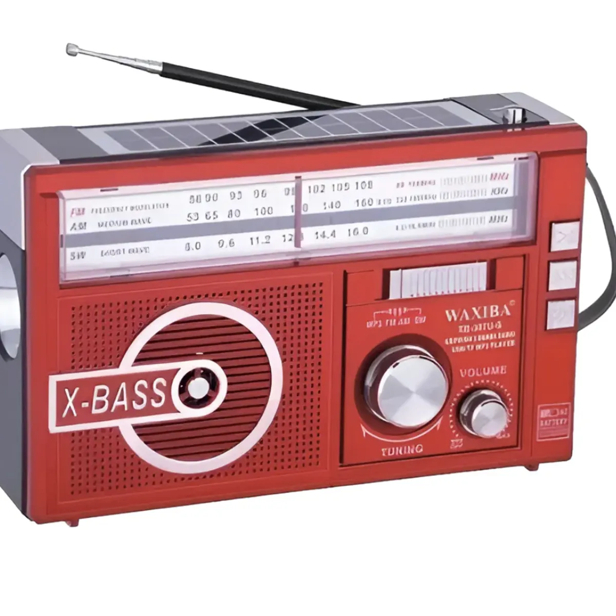GENERICO - Radio Portatil Waxiba Usb Am Fm Solar Recargable Rojo