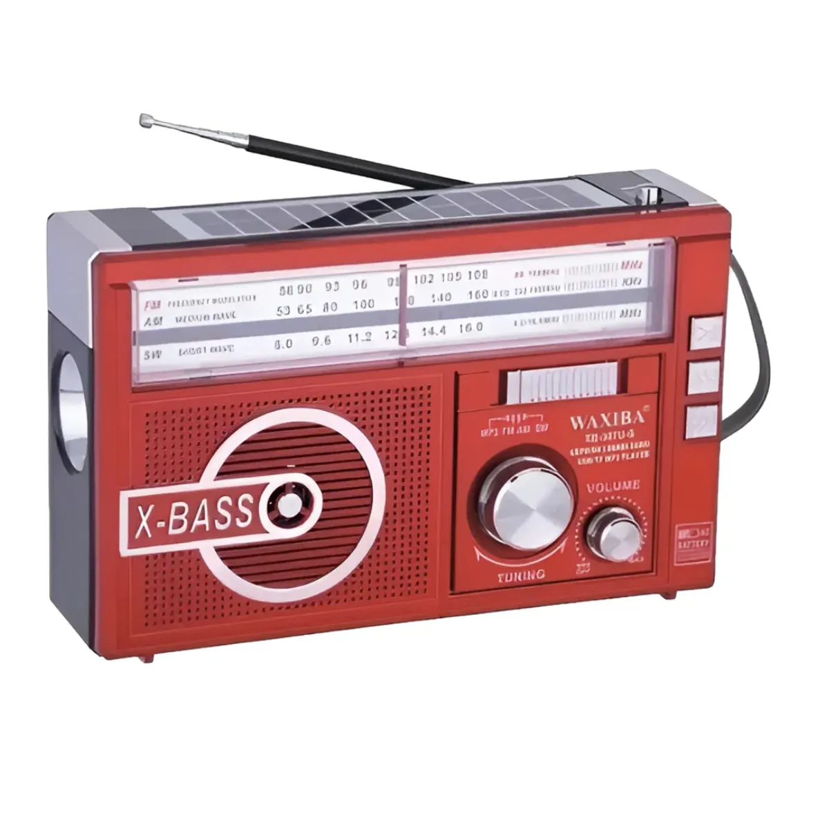 GENERICO - Radio Portatil Waxiba Usb Am Fm Solar Recargable Rojo