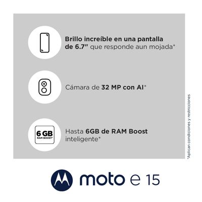 Imagen 2 del producto TELEFONO MOTO E15 4GLTE 2RAM 64GB BLUE XT2523-8