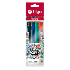 FILGO - Set 4 lápices pasta de colores clásicos Fastgrip