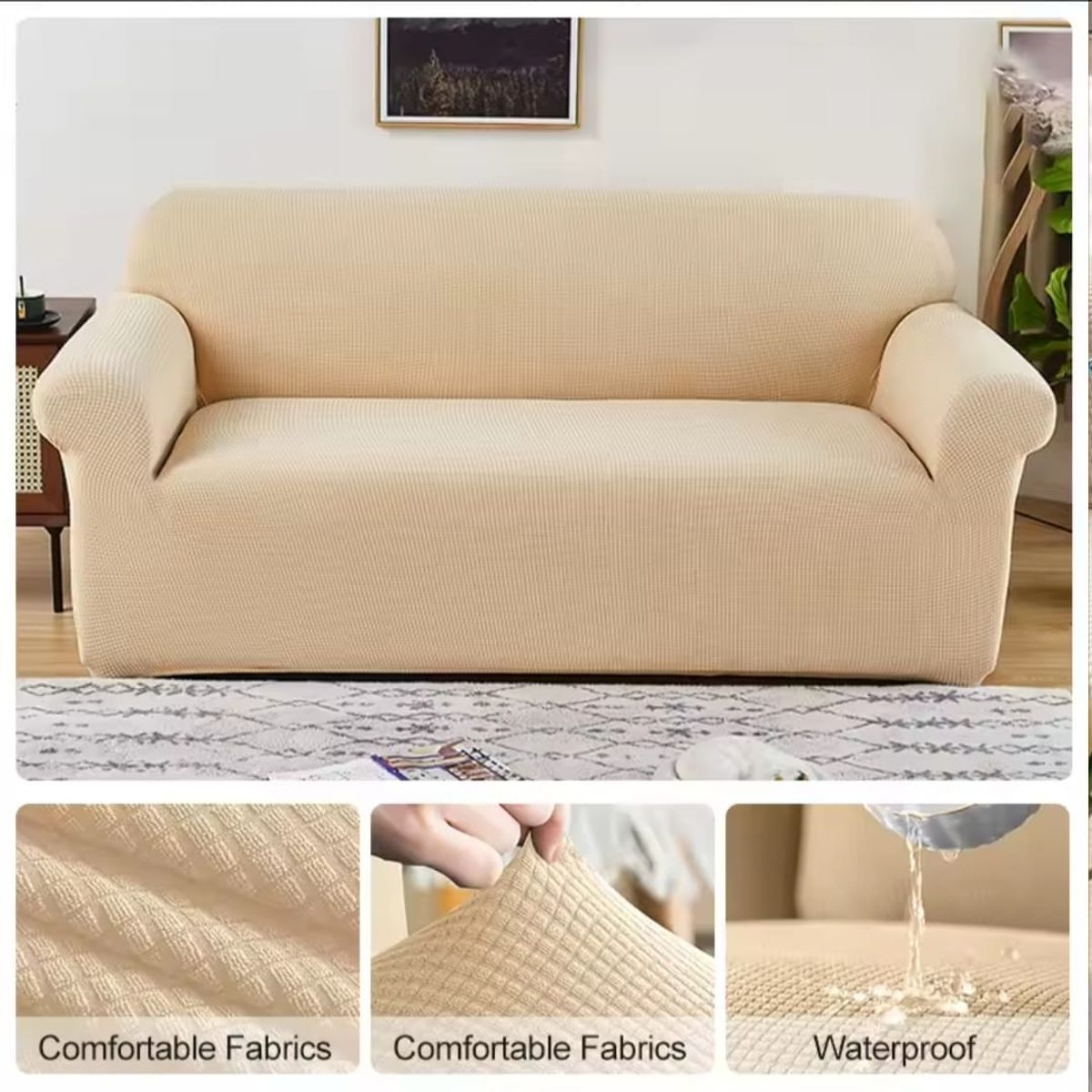 GENERICO - Funda Cubre Sillón Protectora Para Sofá Texturizada 3 Cuerpos
