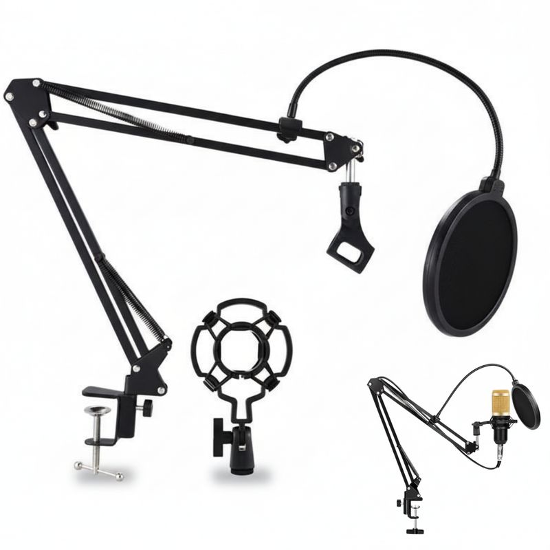 GENERICO - Kit Profesional Brazo Microfono Antipop Soporte Araña Studio