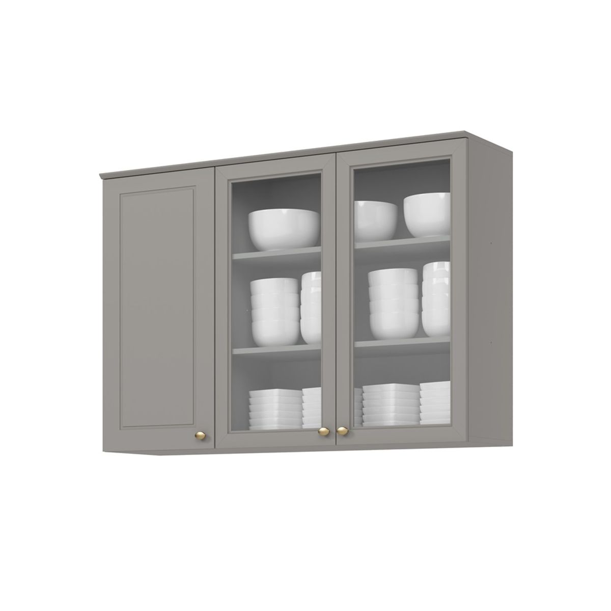 HOME MOBILI - Mueble de Cocina Aéreo 2P Vidrio Línea Americana Gris