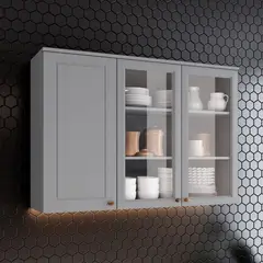HOME MOBILI - Mueble de Cocina Aéreo 2P Vidrio Línea Americana Gris