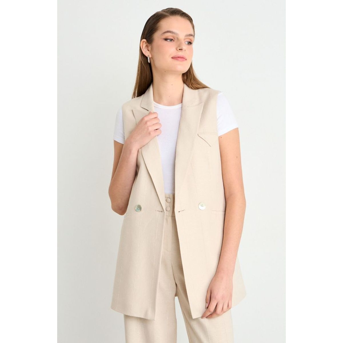 IO - Blazer Liso Mujer Beige Io