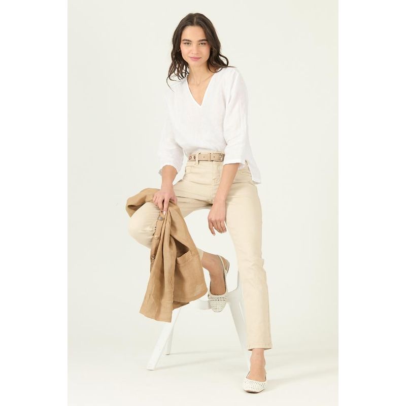 PRIVILEGE - Blusa de lino blanca 2918