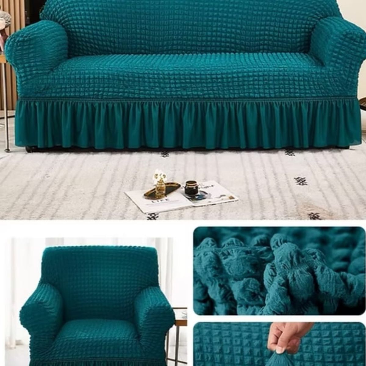 GENERICO - Fundas Cubre Sillón Protectora Sofá Turco Spandex Set 3+1+1