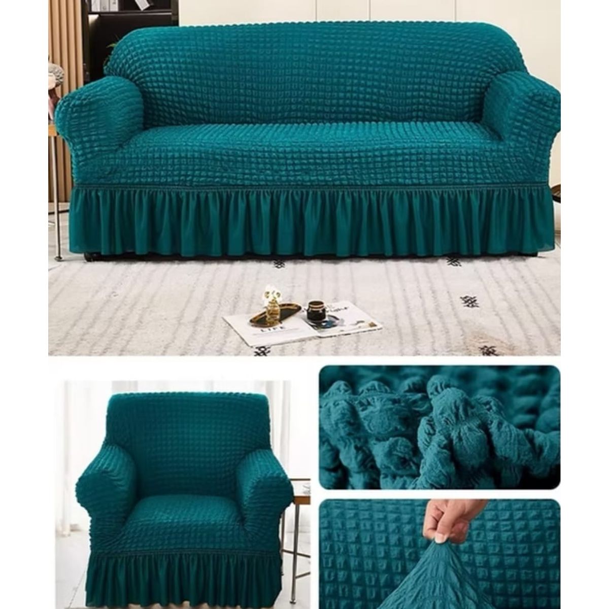 GENERICO - Fundas Cubre Sillón Protectora Sofá Turco Spandex Set 3+1+1