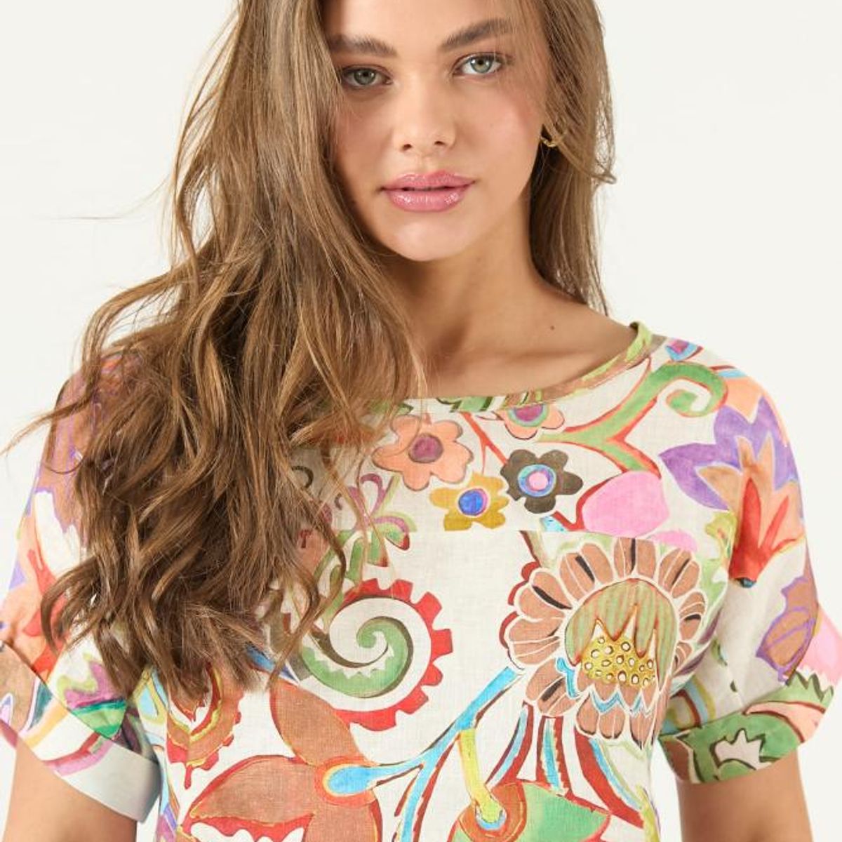PRIVILEGE - Blusa de lino multicolor estampada PRIVILEGE 3068