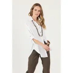 PRIVILEGE - Blusa de lyocell blanca 3083