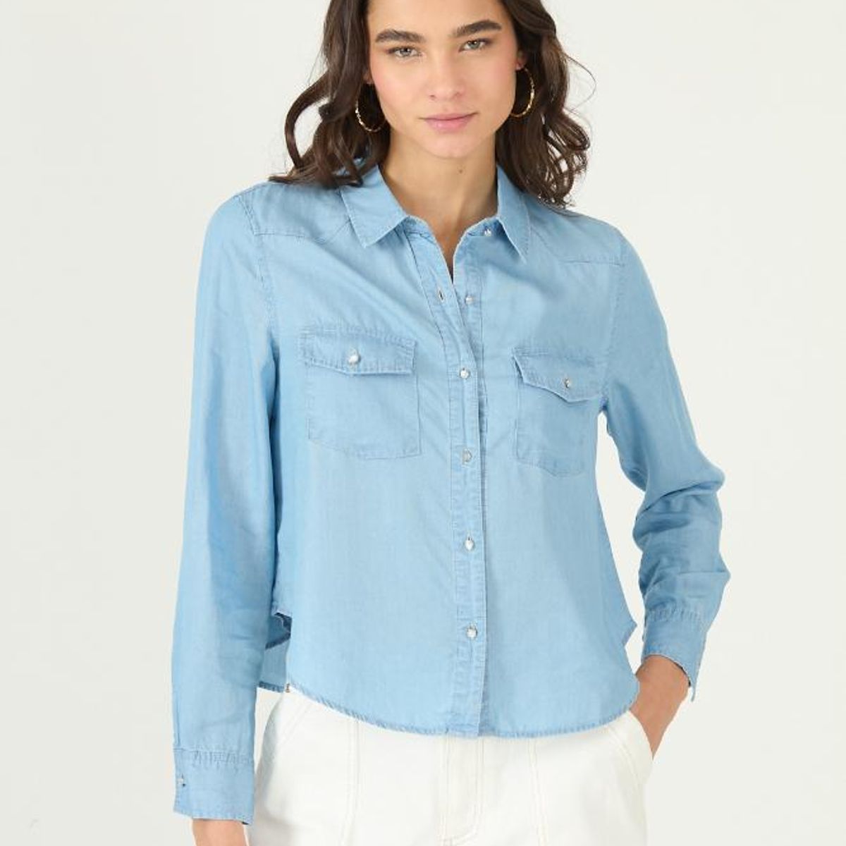 PRIVILEGE - Blusa de lyocell celeste 2905