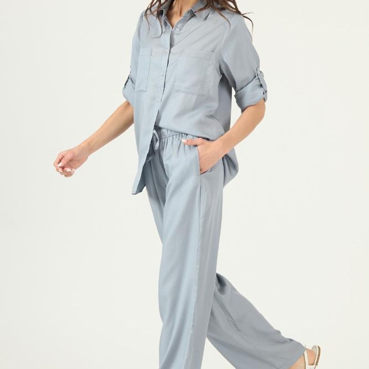 PRIVILEGE - Blusa de lyocell celeste 2909