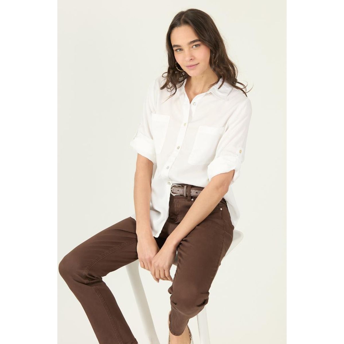 PRIVILEGE - Blusa de lyocell blanca 2910