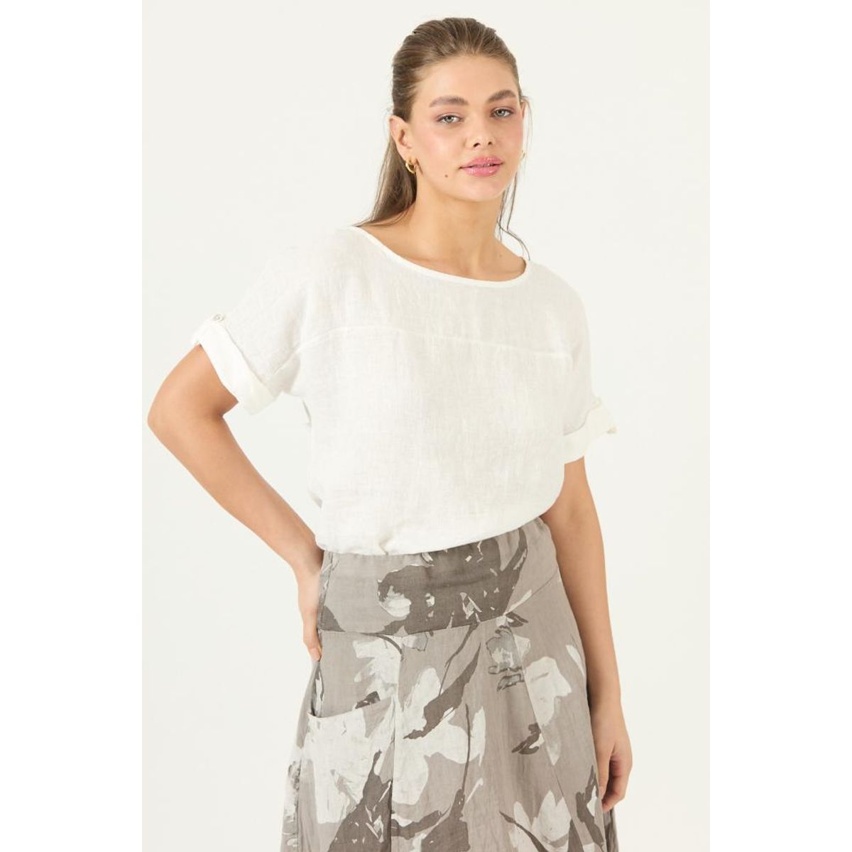 PRIVILEGE - Blusa de lino blanca PRIVILEGE 3069